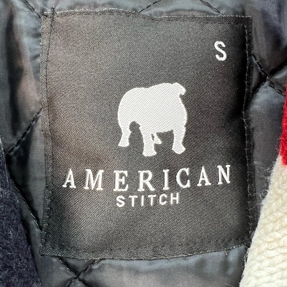 American Stitch Mens Cardigan Sweater Jacket American Flag Stars Shawl Collar S - Picture 11 of 16